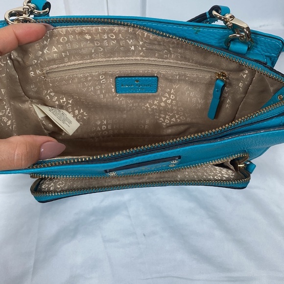 Kate Spade | Pebbled Leather Turquoise Cross Body Bag | 9 x 7 x 1.5 inches - Picture 8 of 11